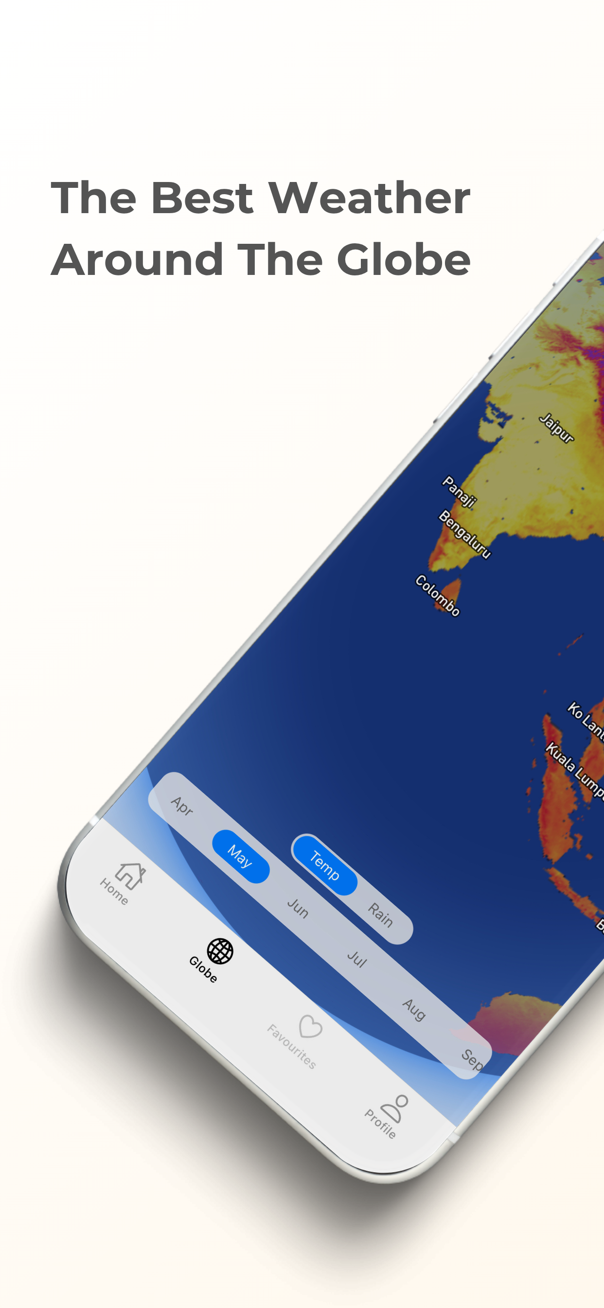 Climate Nomad globe view with heatmap overlay